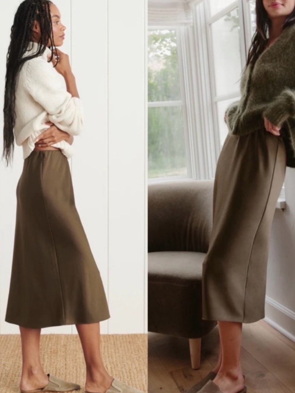 Jenni Kayne Olive Midi Slip Skirt